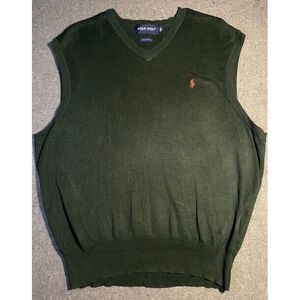 POLO‎ GOLF RALPH LAUREN GREEN Pullover Vest 100% Cotton LARGE